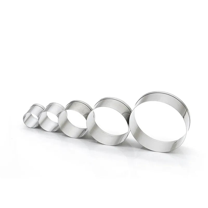 5PCS/Set Round Stainless Steel Biscuit Mould Portable Cake Fondant Mold Kitchen Gadgets Baking Accessories Cookie Cutter
