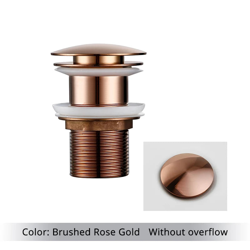 Bathroom Basin Gunmetal Pop-Up Drain Waste Stopper Sink Accessories Solid Support Round Bathtub Brass Flush Drain