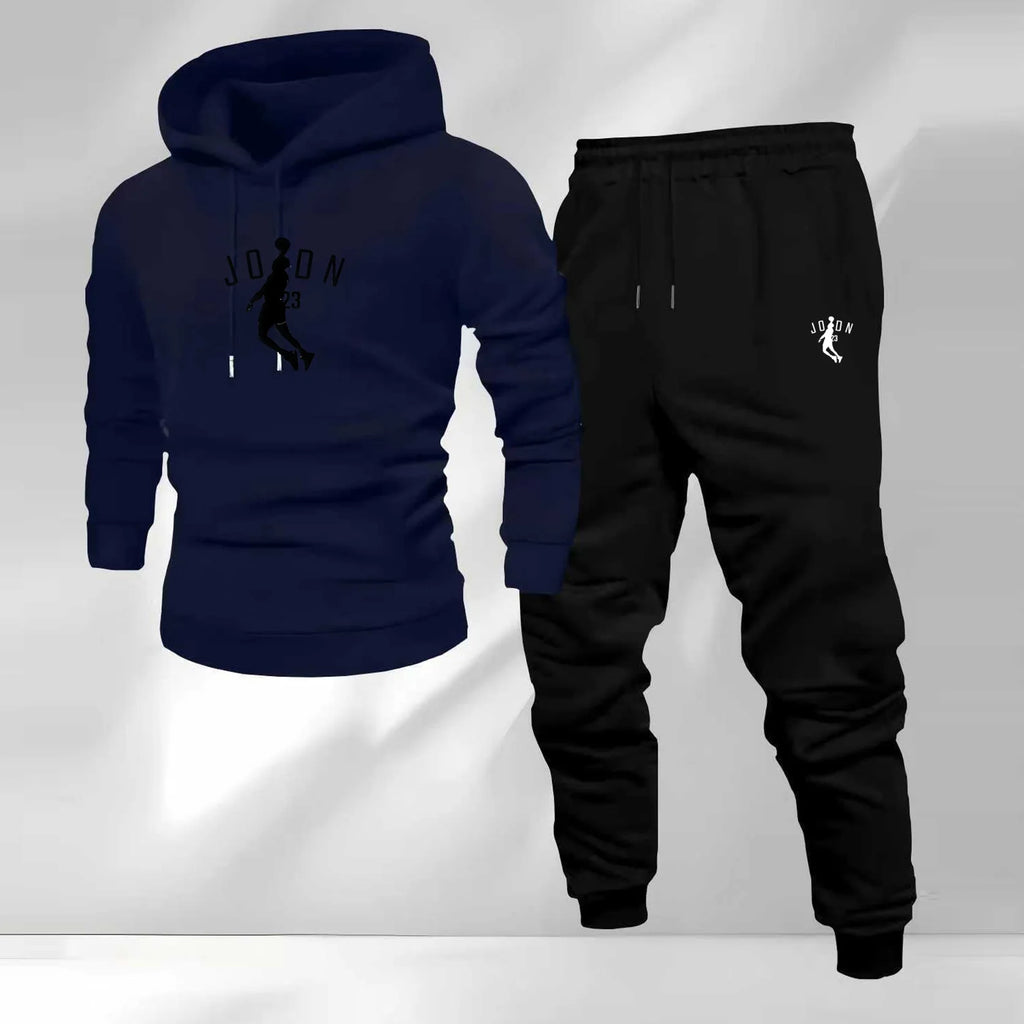 2025 Autumn/Winter Men's Sporty Hoodie Warm Casual Set Customizable Logo Printed Hip Hop Style Knitted Weaving for Sports Brand