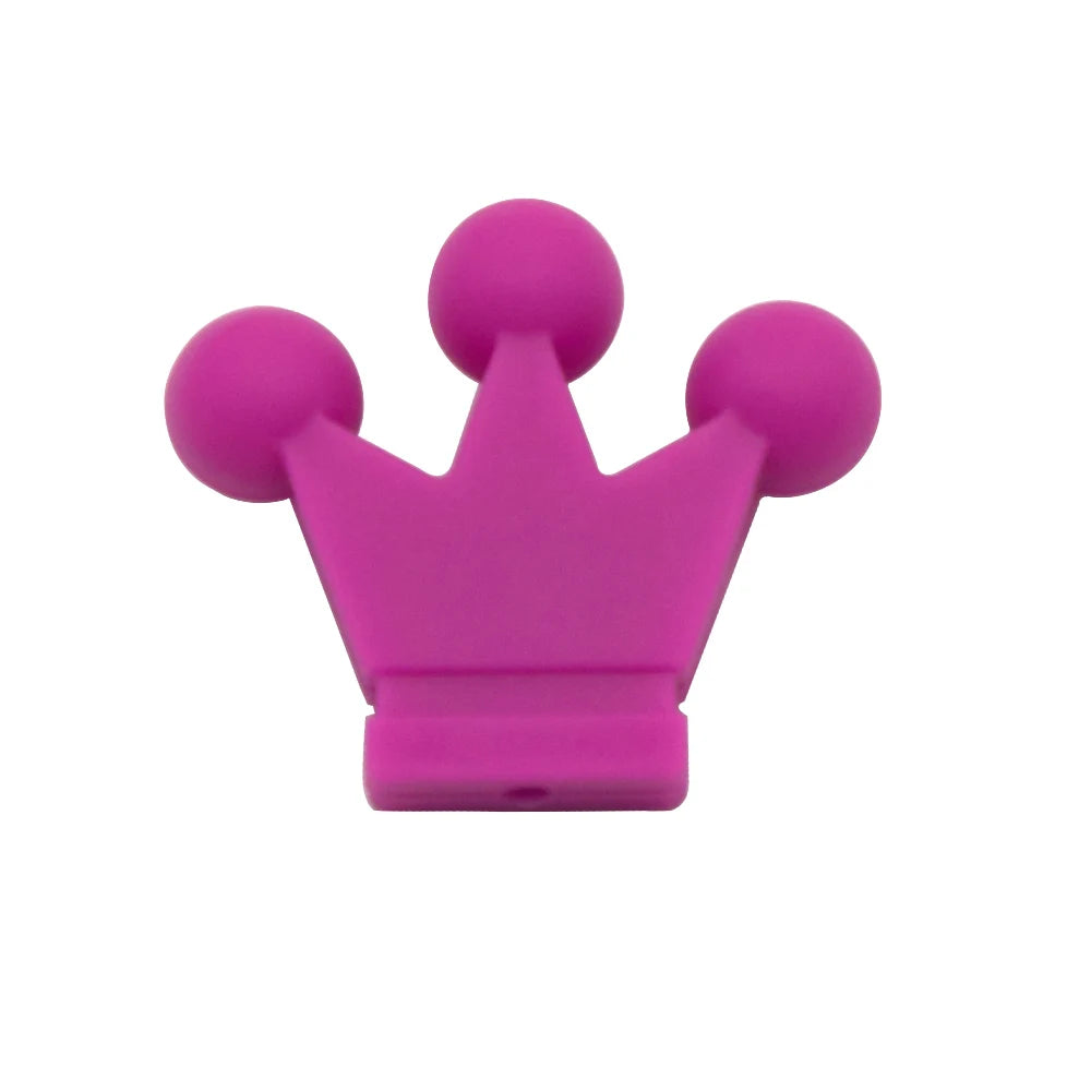 Cute-idea 10pc mini Crown BPA Free Silicone Beads Baby Teether Chew sensory Craft Chain For Pendant Food Grade Baby Teething Toy