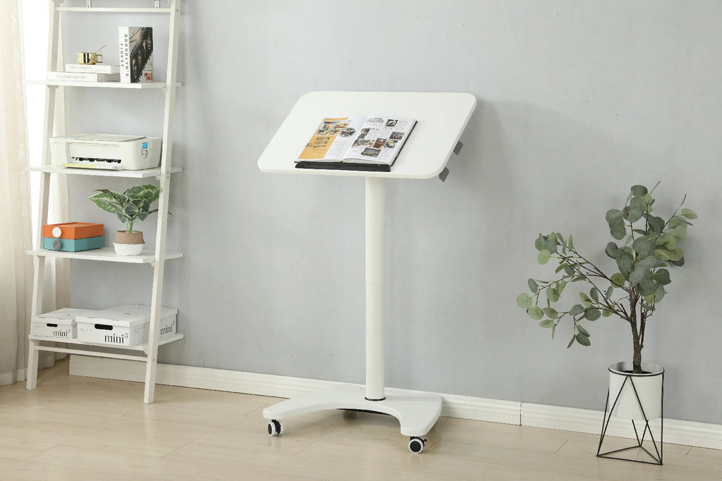 Ada Pneumatic Height Adjustable Gas Lift 0-90 Flip Angle Tiltable Bedside Office Work Movable Standing Desk