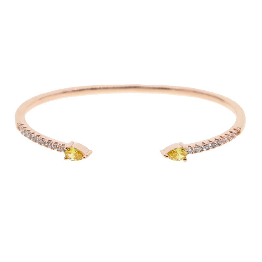 2023 Latest Design White Red Cz Rose Gold Open Cuff Bangles Fashion Cubic Zirconia Bangle for Women Jewelry