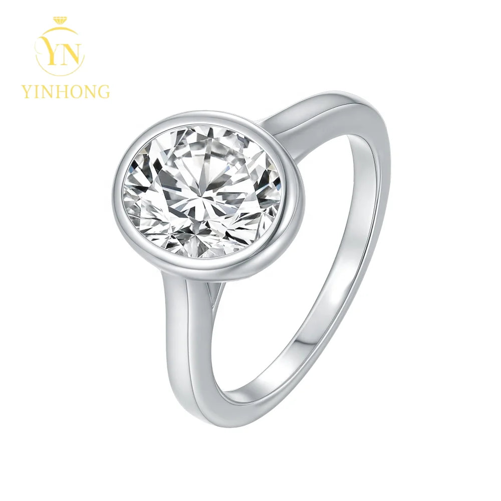 Silver 925 18k Gold Plated Jewelry Full Moissanite Women Rings 925 Silver Women Oval Moissanite Rings