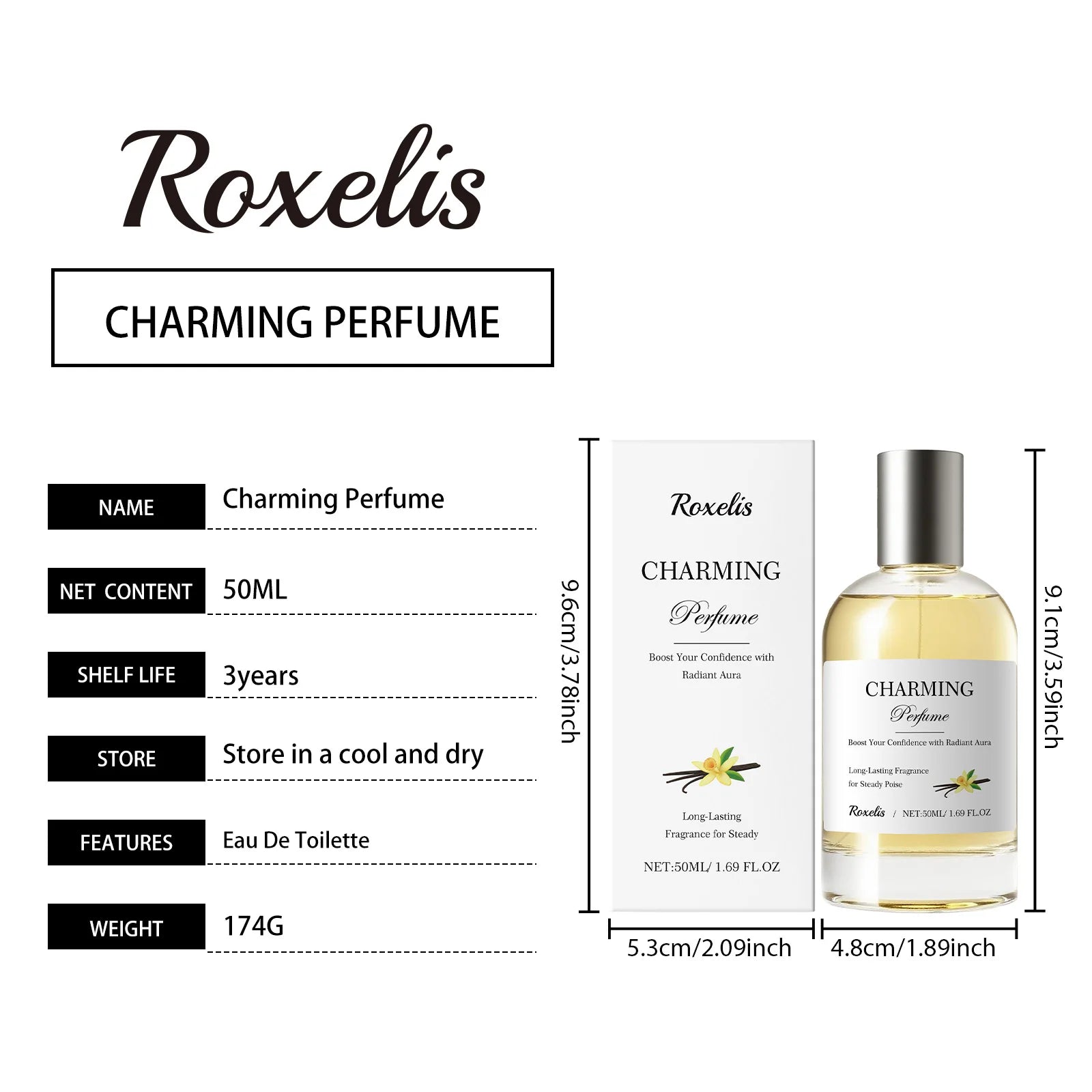 Charming Perfume Amber Vanilla Eau De Toilette US Warehouse Ships Fast Long Lasting Scent 50ml