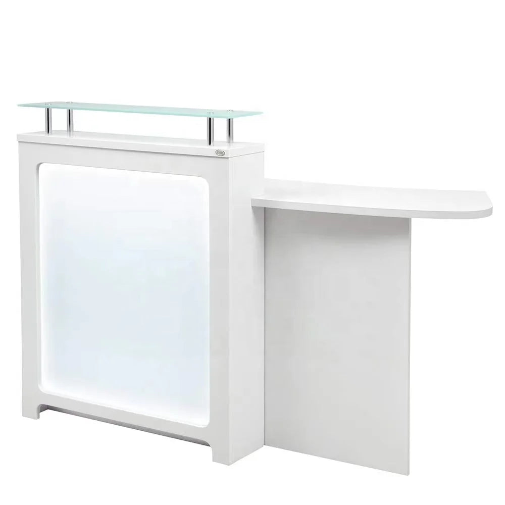 White Salon Reception Desk for Barber Shop Modern Salon Reception Desk Glass Salon Reception Desk