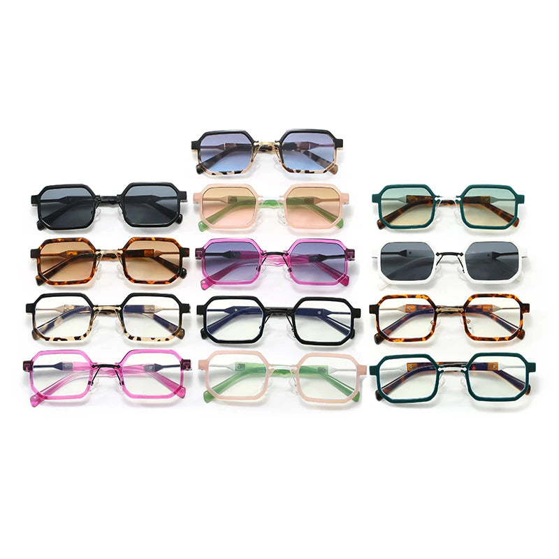 2026 Trendy Fashion Sunglasses Unisex Vintage Gradient Irregular Square Frame Green/Gray/White Options UV400 Protection