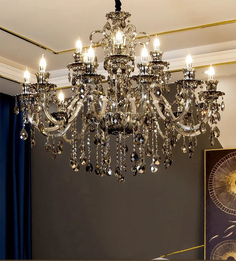 Modern Candle Crystal Lamp Living Room Large Crystal Chandelier Lighting Modern Atmosphere Restaurant Bedroom Hanging Lamps
