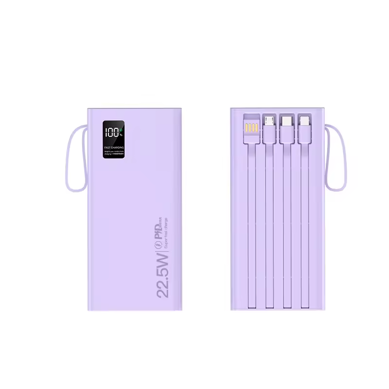 New Wholesale High Capacity 30000mAh Power Bank with 4 Cables Fast Charging 20W Rechargeable Emergency Lamp Outdoor Use