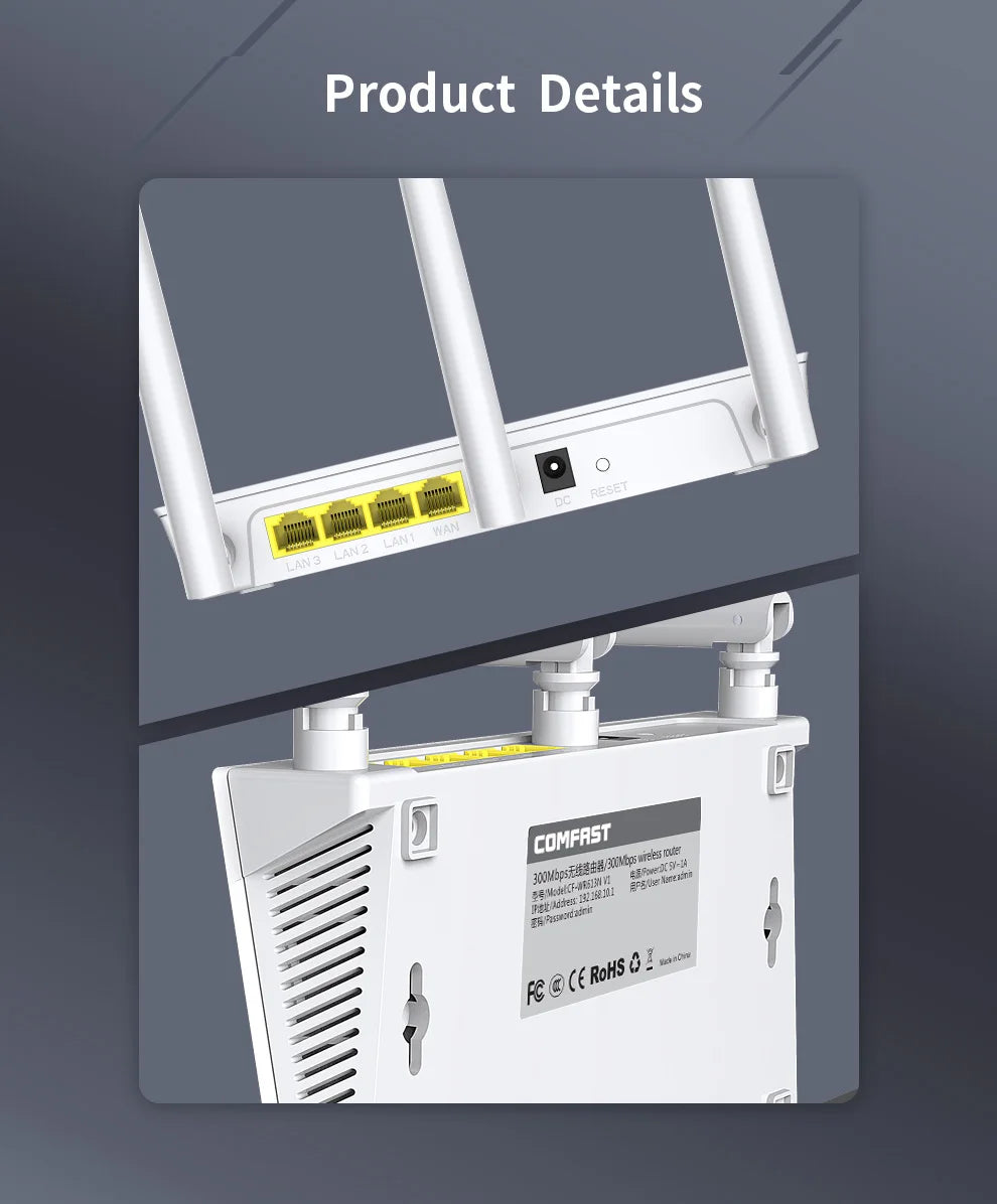 COMFAST CF-WR627AX AX2700 WiFi6 Mesh Router Gigabit Dual Band 2.4G+5.8GHz One-Click Mesh Whole Home Coverage 4 High Gain Antenna