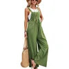 Women Spring Summer Solid Color Suspenders Overalls Casual Strappy Trousers Women's Loose Wide Leg Flared Leg Pants Jumpsuit
