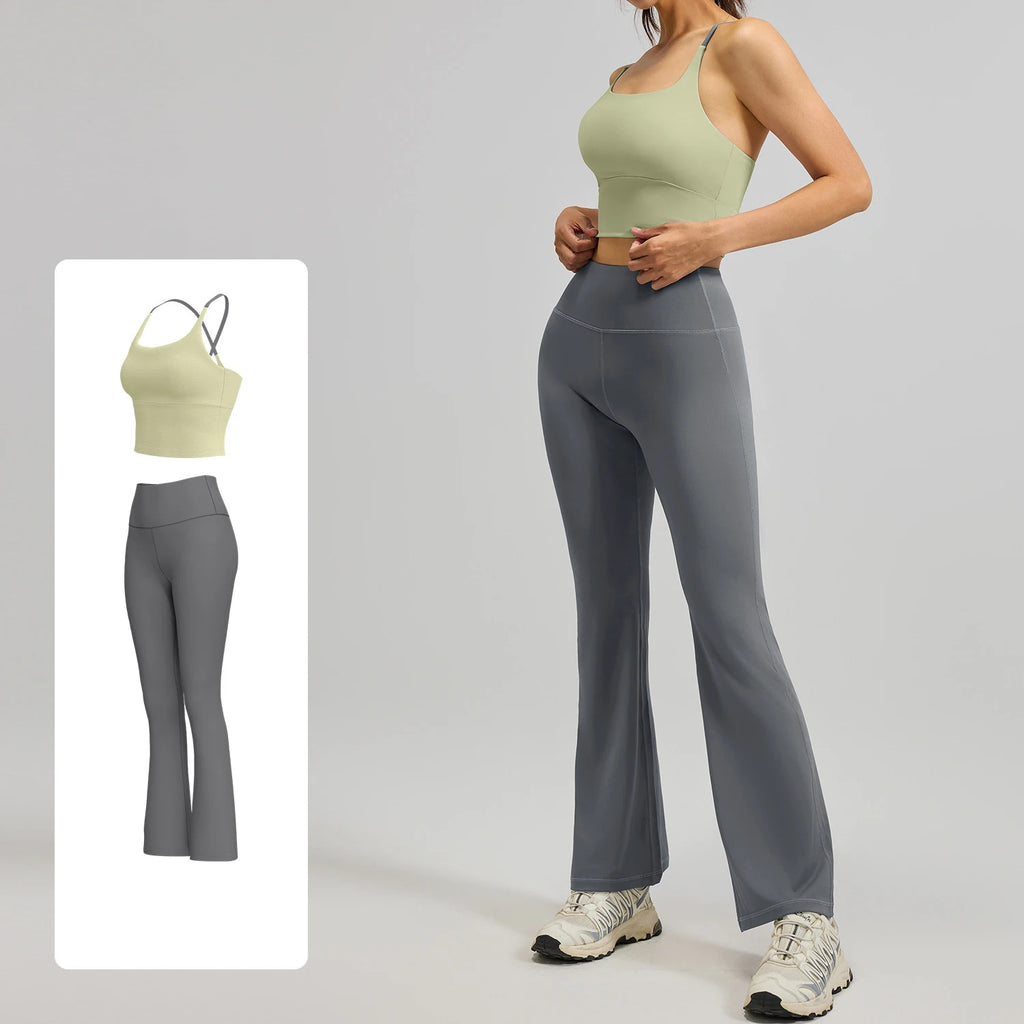 High Quality Women Gym Set Shock Proof Blocking Color Bra High-waisted Butt Scrunch Buttery Soft Fitness Set for Outdoor Running