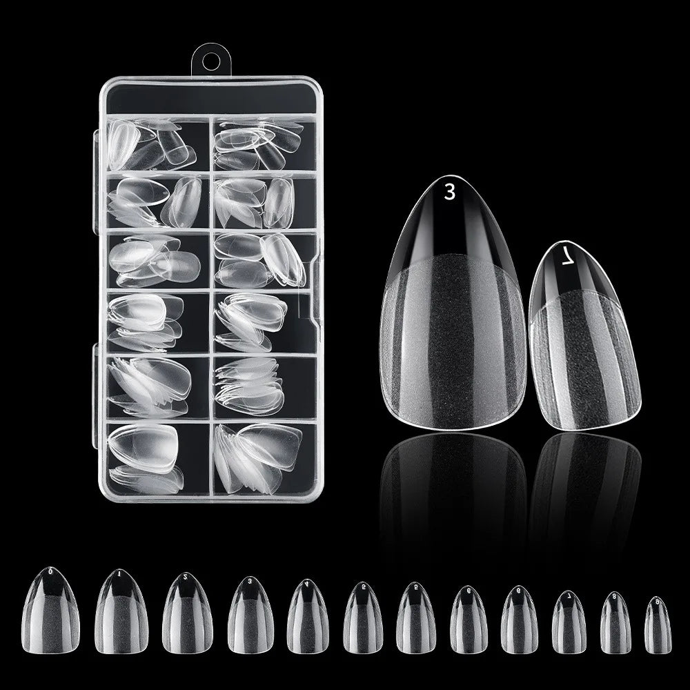 120PCS Acrylic Short False Tips Nail Transparent Frosted Square Oval Almond Ballet Wearable Matte High Toughness Manicure Tip