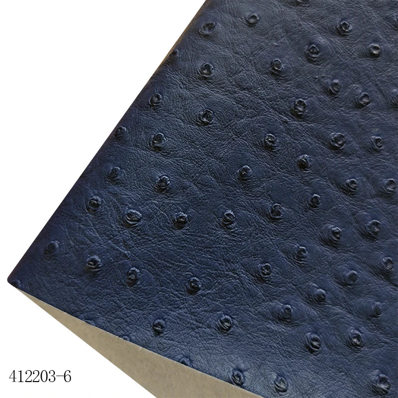 Super High Quality Ostrich Embossed Pvc Synthetic Vinyl  Leather Cotton Backing for Making Bag Decoration Craft Textile