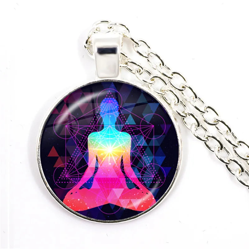 New Arrival 7 Chakra Reiki Healing Necklace Buddha Yoga Meditation Pendant Spiritual Hope Jewelry Chain Statement Necklace Gift