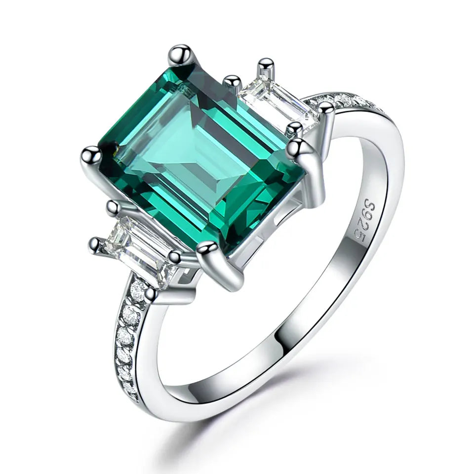 Silver Jewelry Ring With Nepali Stone Handmade Green Emerald Engagement 925 Sterling Silver Jewelry CZ Gemstone Rings for Women