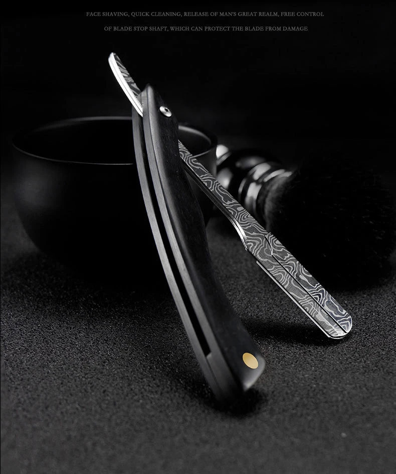 wooden trimmer manual shaver professional straight edge stainless steel sharp barber razor folding shaving blade shave beard cut
