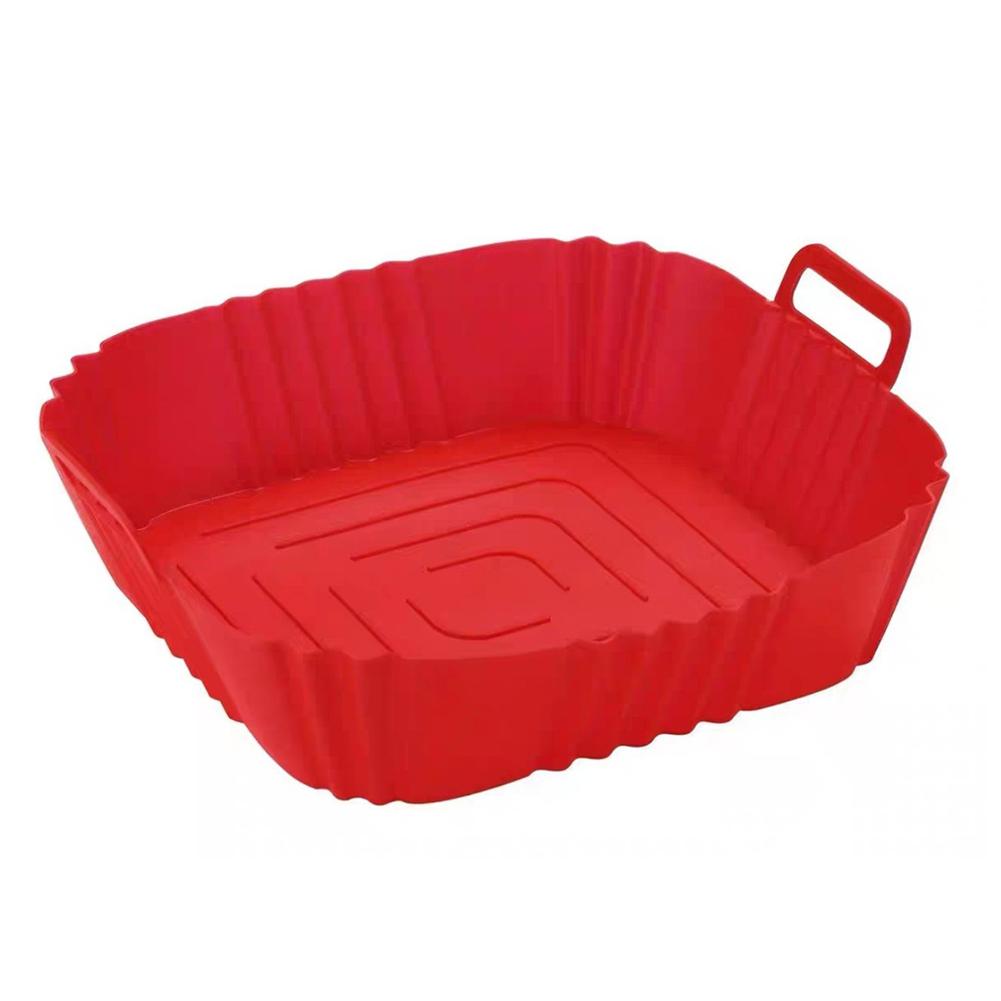 Square Silicone Air Fryer Liner Reusable Non-Stick Basket with Handles, Heat-Resistant Baking Tray for Air Fryer/Oven/Microwave