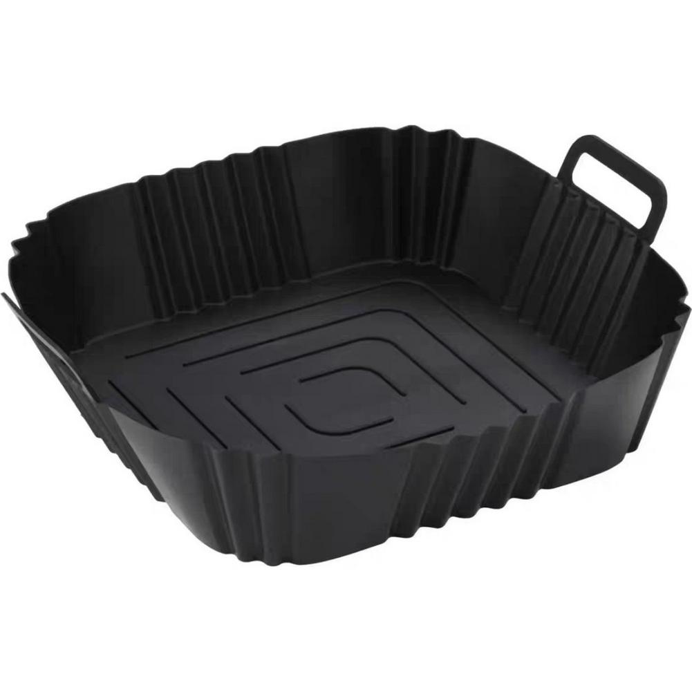 Square Silicone Air Fryer Liner Reusable Non-Stick Basket with Handles, Heat-Resistant Baking Tray for Air Fryer/Oven/Microwave