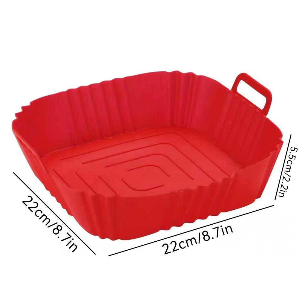 Square Silicone Air Fryer Liner Reusable Non-Stick Basket with Handles, Heat-Resistant Baking Tray for Air Fryer/Oven/Microwave