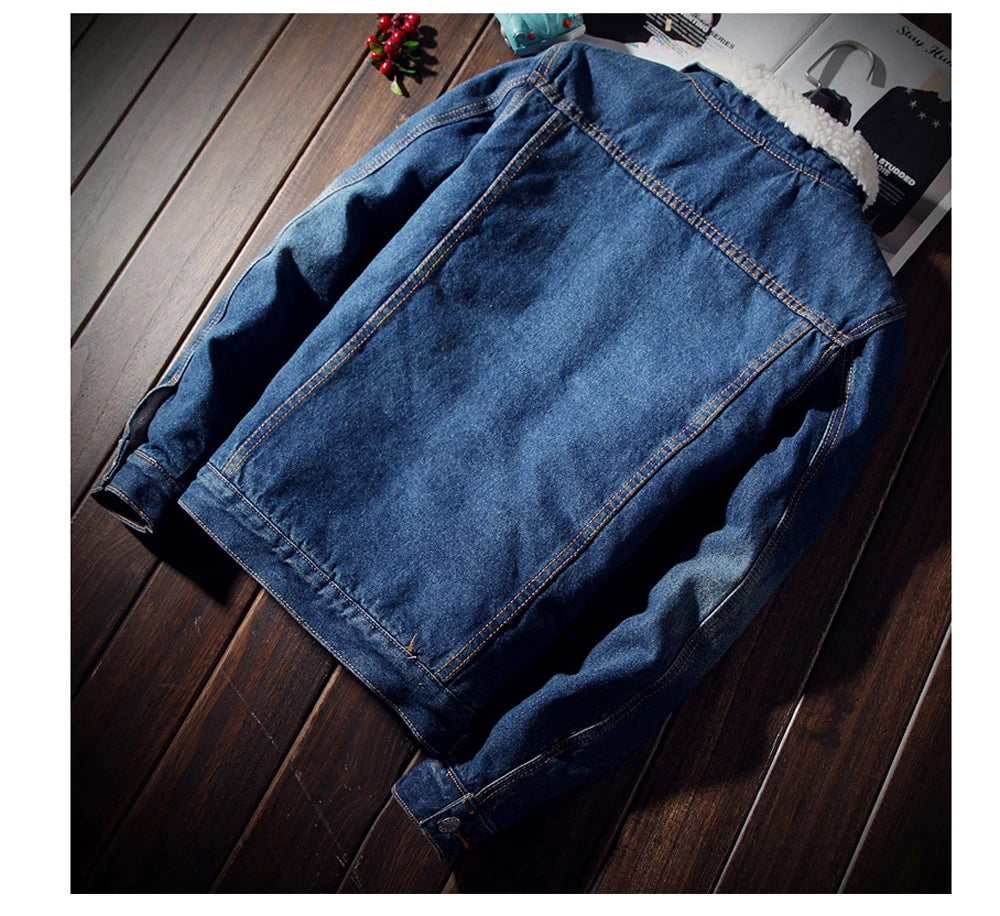 Winter Men's Denim Jackets Fashion Men Retro Fleece Thick Warm Jean Jacket Outdoor Men Thermal Cowboy Windbreaker Jeans Coats