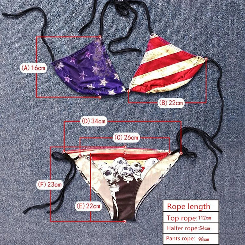 Bikinis 2021 Mujer Swimwear  Plavky Beach Wear Skull Hand Printed Bikini Maillot De Bain Femme Biquini Swimsuit Y03028