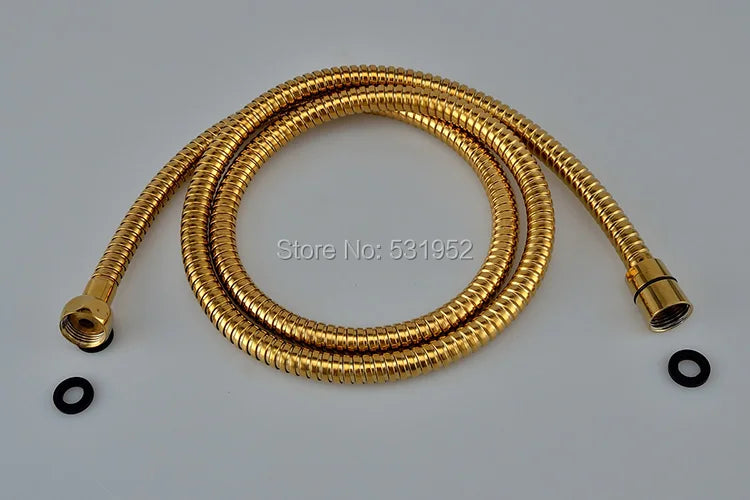 PVD-TI Gold Finish Brass Telephone Hand Held Shower Head Ceramics Handle 1.5M Gold Shower Hose Gold-Plated Shower Set