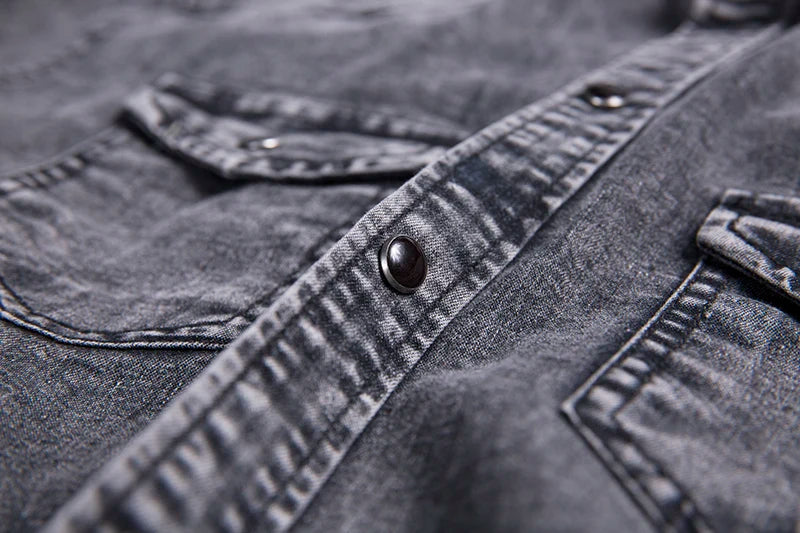Men Denim TShirts  Summer Mens Short Sleeve Soft Cotton T-Shirts Man Slim Slight Elastic Jeans Tops Male Cowboy Clothing