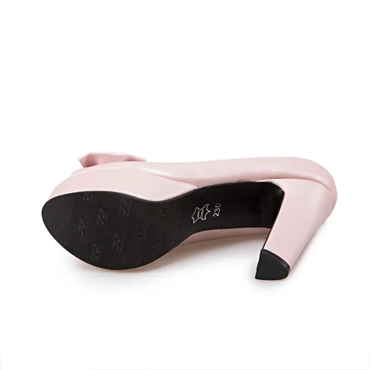 Oversize Large size Big size sandals for women and ladies  Open Toe platform shoes Thick Heel Bowknot The Lolita style