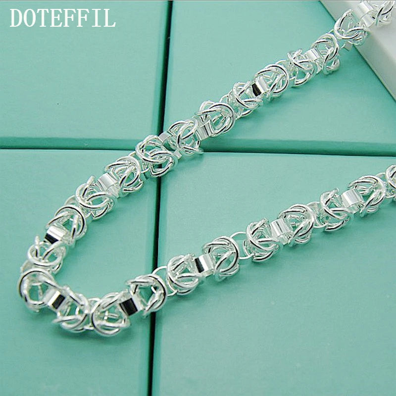 DOTEFFIL 925 Sterling Silver 7mm 20 inches Chain Necklaces For Men Women Fashion Statement Necklace Party Jewelry