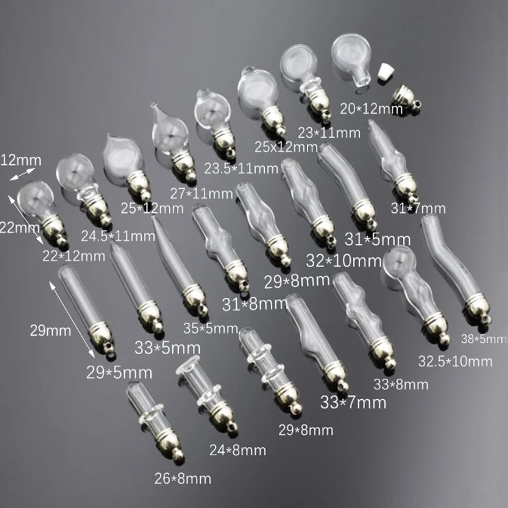 Fashion Stainless Steel Mini Cylinder Glass Perfume Bottle Pendant Necklace Cremation Jewelry