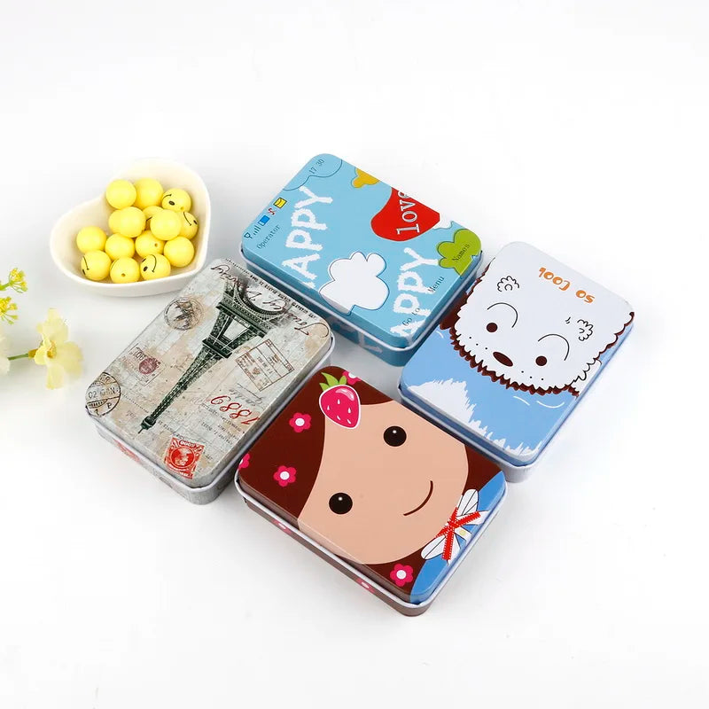 Mini Tin Metal Box Case for Candy Storage Small Metal Box Diy Coin Earrings Headphones Gift Box 9cm*6.5cm*2.5cm