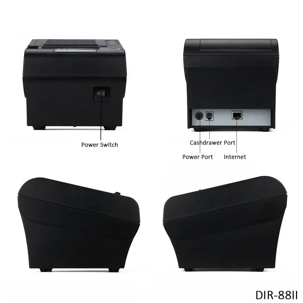 Desktop 80mm POS Thermal Receipt Printer with Auto Cutter Network Printer,Internet Port Cashdrawer Port Automatic paper cutting