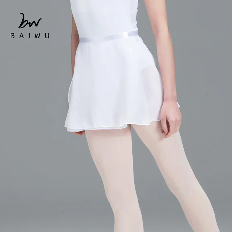 Baiwu Cheap Price Ballet Dance Chiffon Wrap Skirt Ballet Pull on Dance Skirt Stage Training Dancewear for Girls 111014501