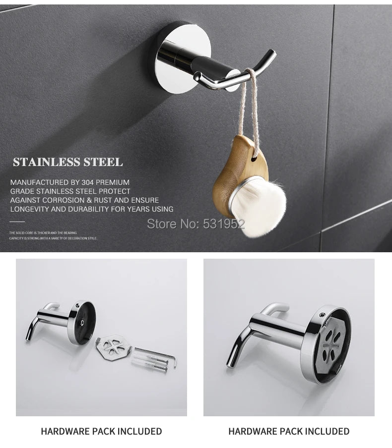 Bathroom Accessories Towel Rack Shelf Paper Holder Stainless Steel Toilet Brush Holder Hand Towel Ring Robe Hook Hanger Chrome