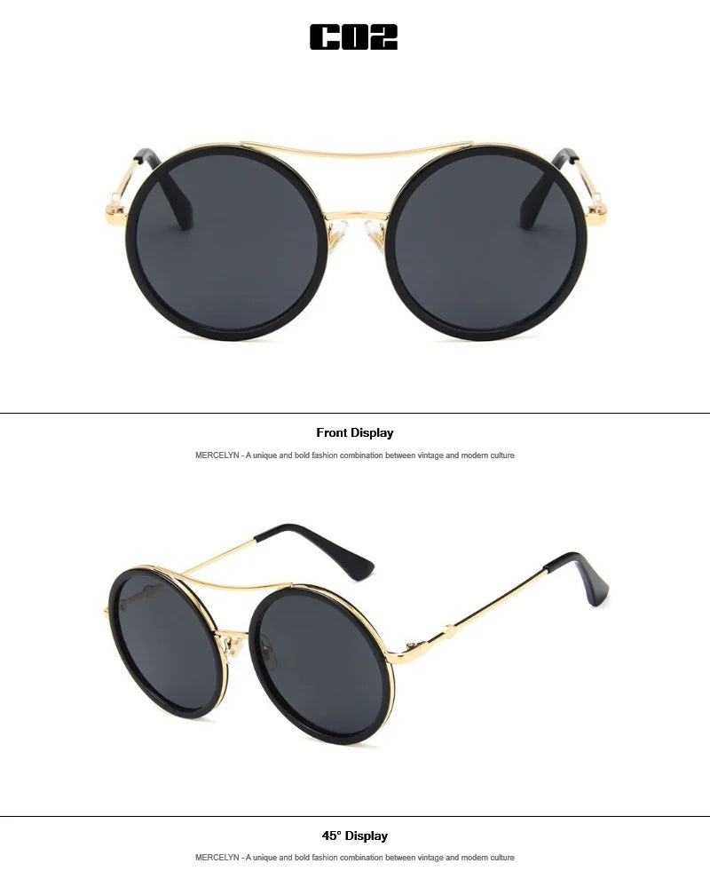 Luxury Round Two Tone Sunglasses For Ladies Sexy Classy Fashion Sun Glasses Stylish Designer Brand Eyewear