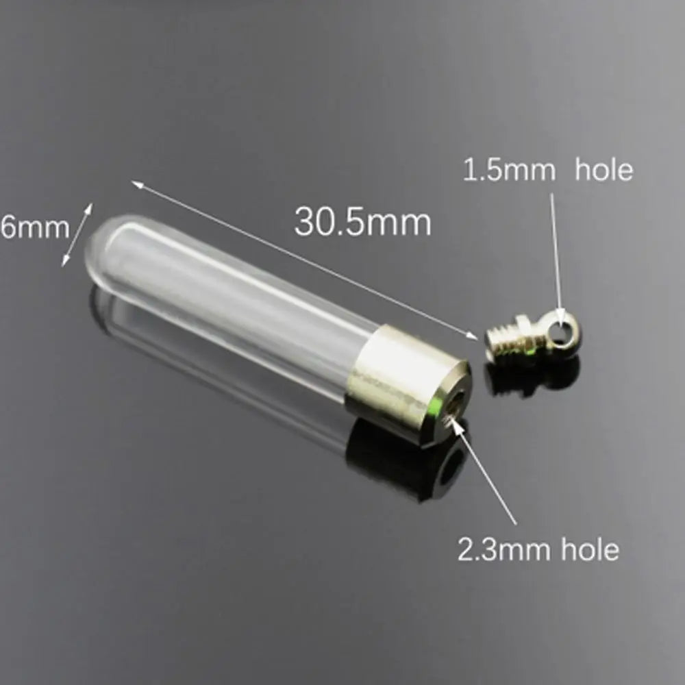 Fashion Stainless Steel Mini Cylinder Glass Perfume Bottle Pendant Necklace Cremation Jewelry