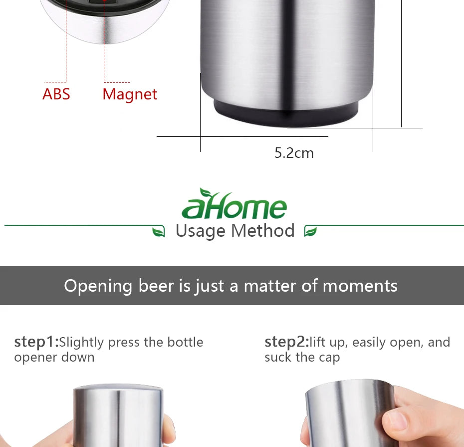 Automatic Beer Bottle Opener,Magnetic Stainless Steel Beverage Bottles Wine Openers Jar Opener Kitchen Gadgets Bar Supplies