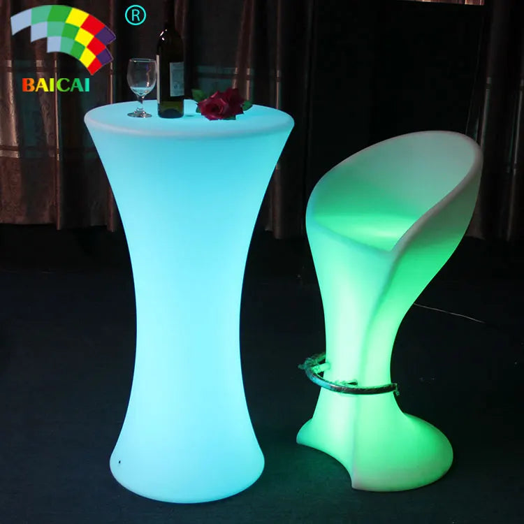 New Arrival Illuminated Round Glass Bar Table Led Light Bar Furniture Lighting