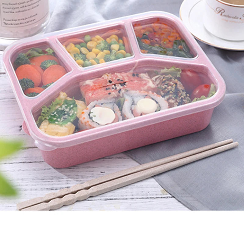 Portable Mini Bento 4 Grids Lunch Box Microwave Thermal Containers For Adults Travel Children Picnic Food Container and Storage