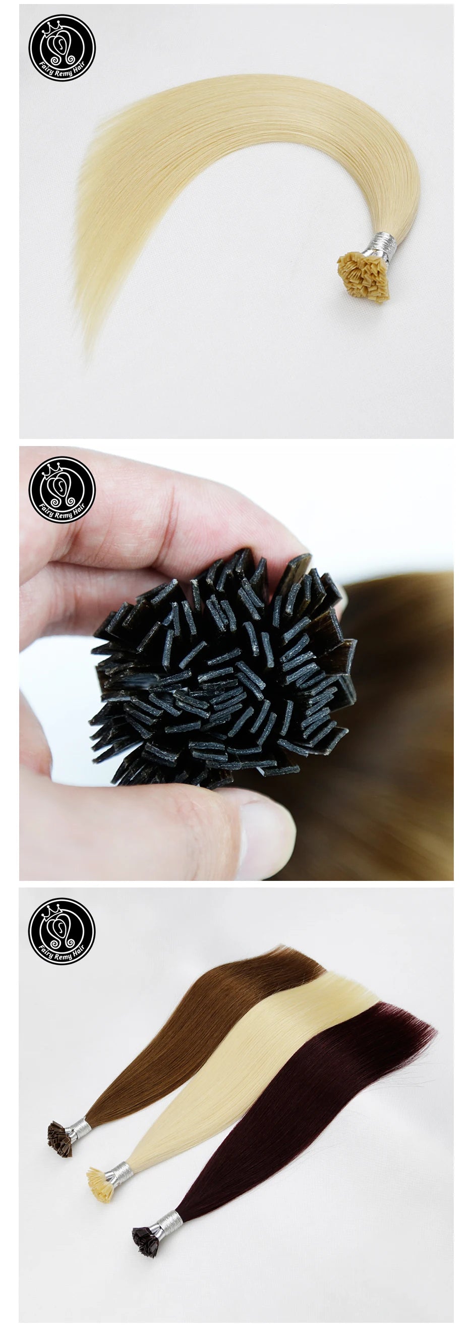 Fairy Remy Hair 20-22" Remy Keratin Flat Tip Human Hair Extensions Straight Capsules Natural Pre Bonded Hair 0.8g/Strand