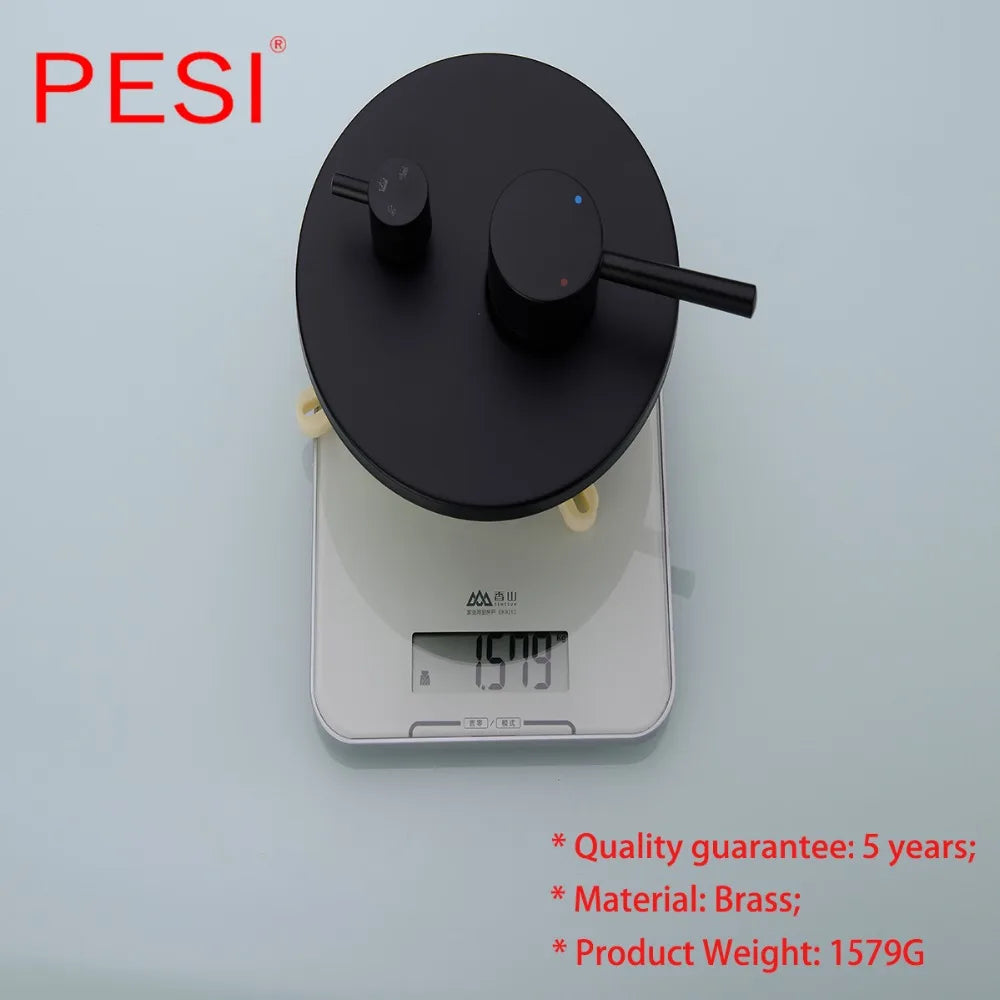 All Brass Shower Faucet Mixing Valve 1/2/3 Ways Concealed Easy-mount Box Brass Concealed Valve Wall Mount Wholesale Mate Black