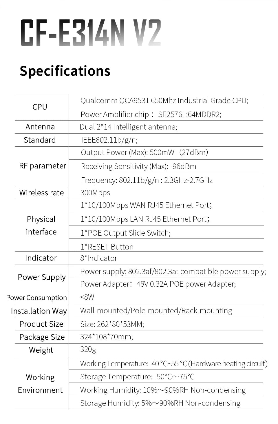 COMFAST 300Mbps Outdoor Wifi Repeater Wireless Bridge 2.4G Wifi CPE Bridge Long Range Extender Access Point Wifi 3-5KM Coverage