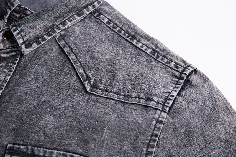 Men Denim TShirts  Summer Mens Short Sleeve Soft Cotton T-Shirts Man Slim Slight Elastic Jeans Tops Male Cowboy Clothing