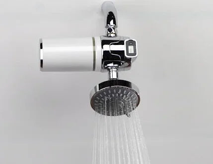 Electric Double Filter Shower Head Activated Carbon Water Filter with Replaceable Chlorine Filter for All Shower Heads