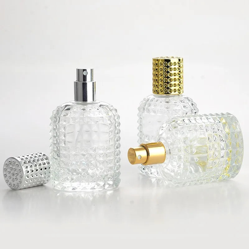 30ml 50ML Transparent Glass Perfume Bottle With Aluminum Atomizer Empty Cosmetic Case For Travel