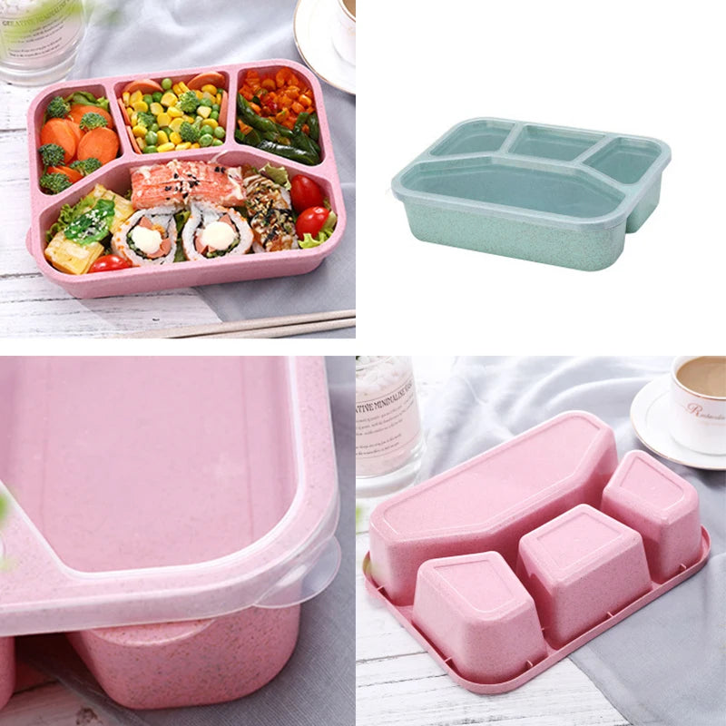 Portable Mini Bento 4 Grids Lunch Box Microwave Thermal Containers For Adults Travel Children Picnic Food Container and Storage