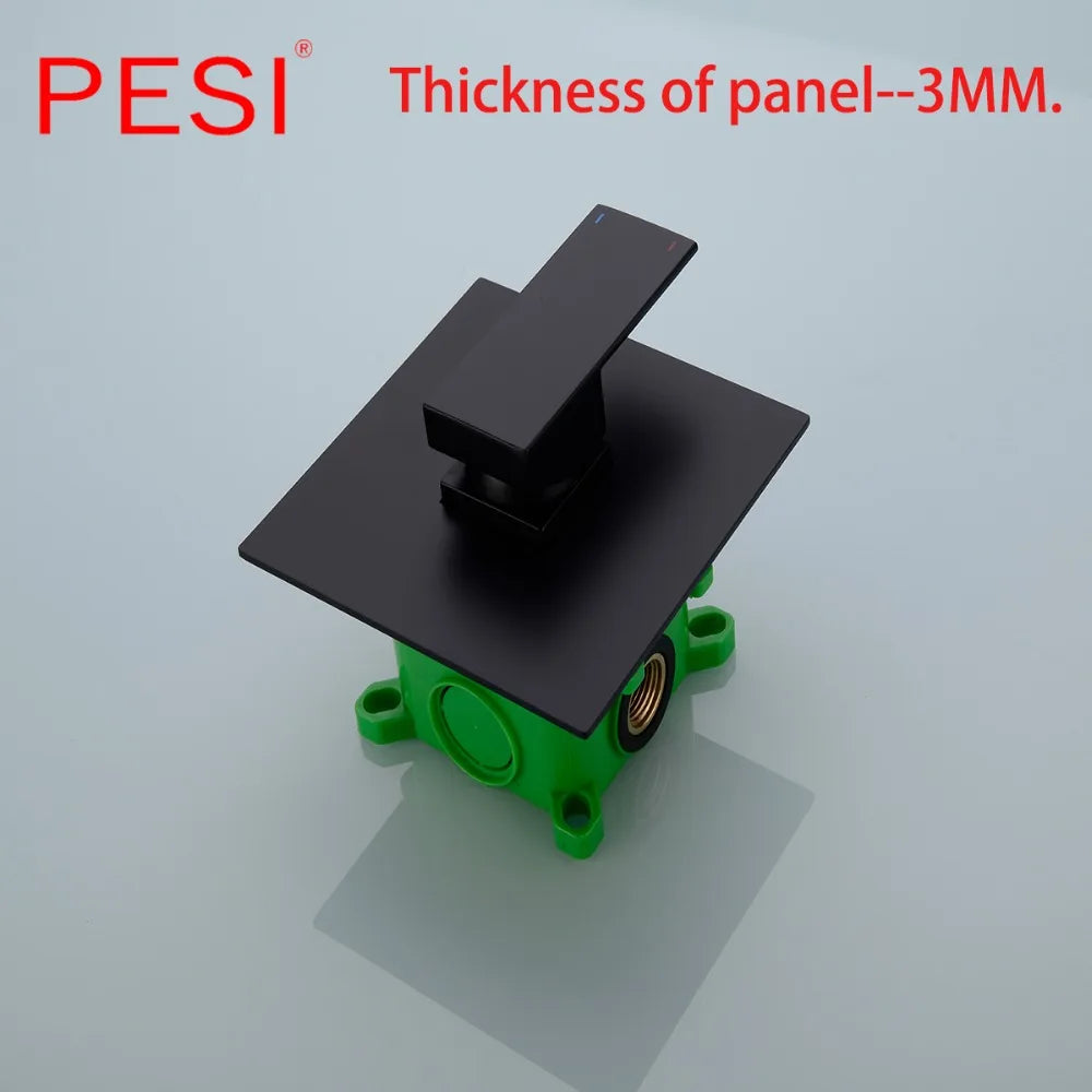 All Brass Shower Faucet Mixing Valve 1/2/3 Ways Concealed Easy-mount Box Brass Concealed Valve Wall Mount Wholesale Mate Black