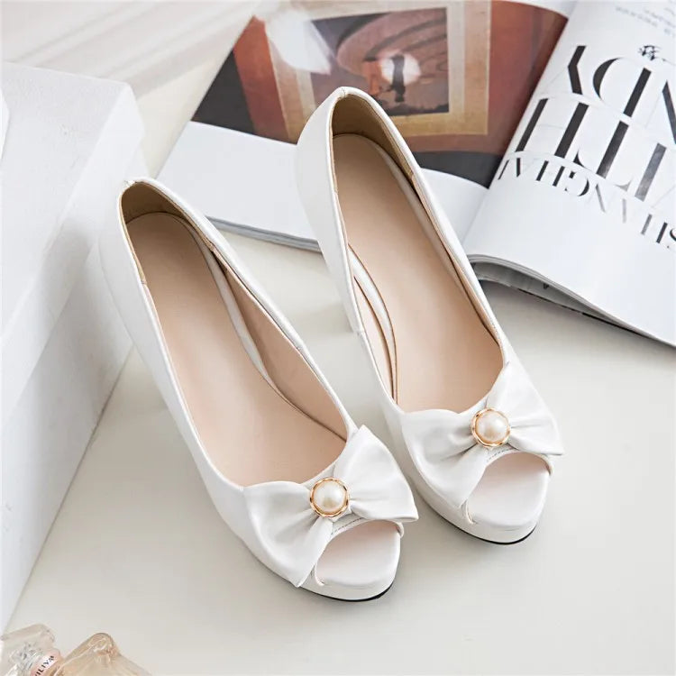 Oversize Large size Big size sandals for women and ladies  Open Toe platform shoes Thick Heel Bowknot The Lolita style