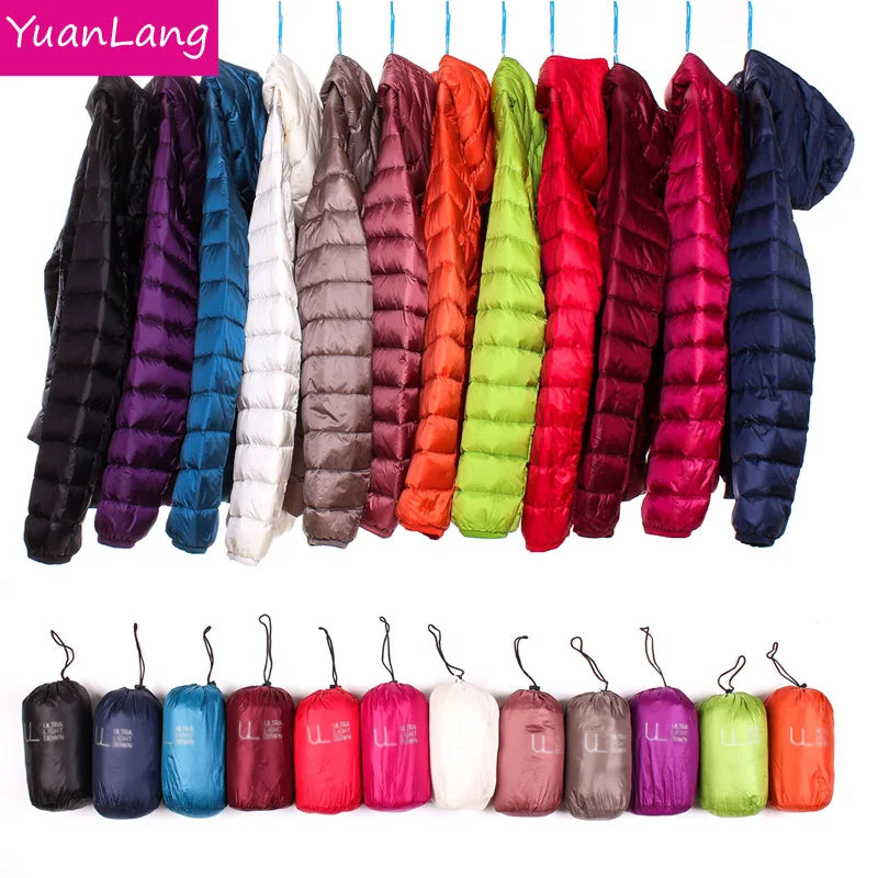 Winter Women Hooded Puffer Jackets Ultra Light Down Jacket Warm Coat Parka Female Portable Outwear Windbreaker Quilted Jacket
