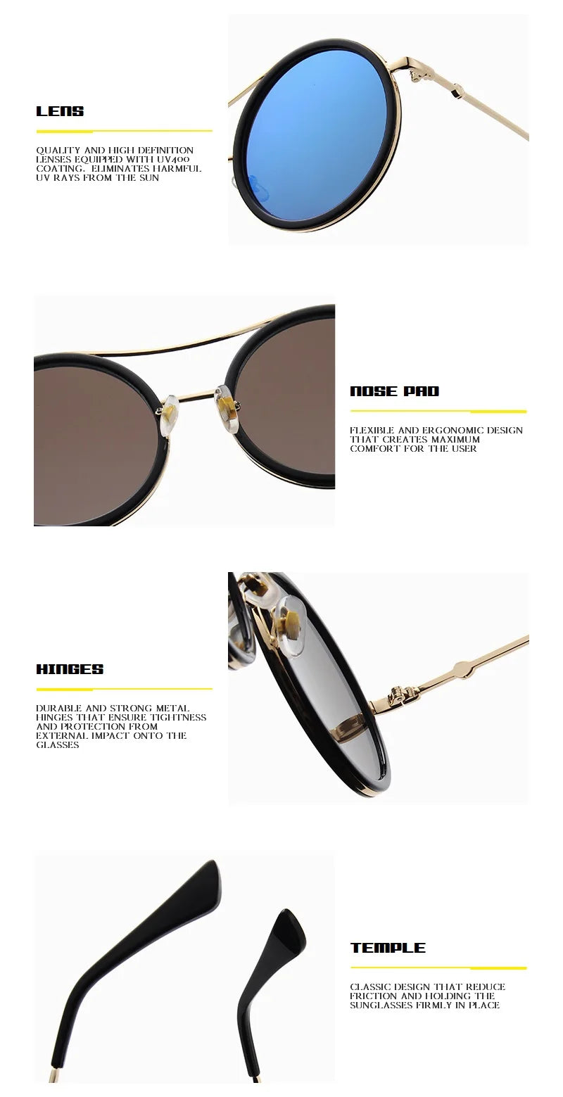 Luxury Round Two Tone Sunglasses For Ladies Sexy Classy Fashion Sun Glasses Stylish Designer Brand Eyewear